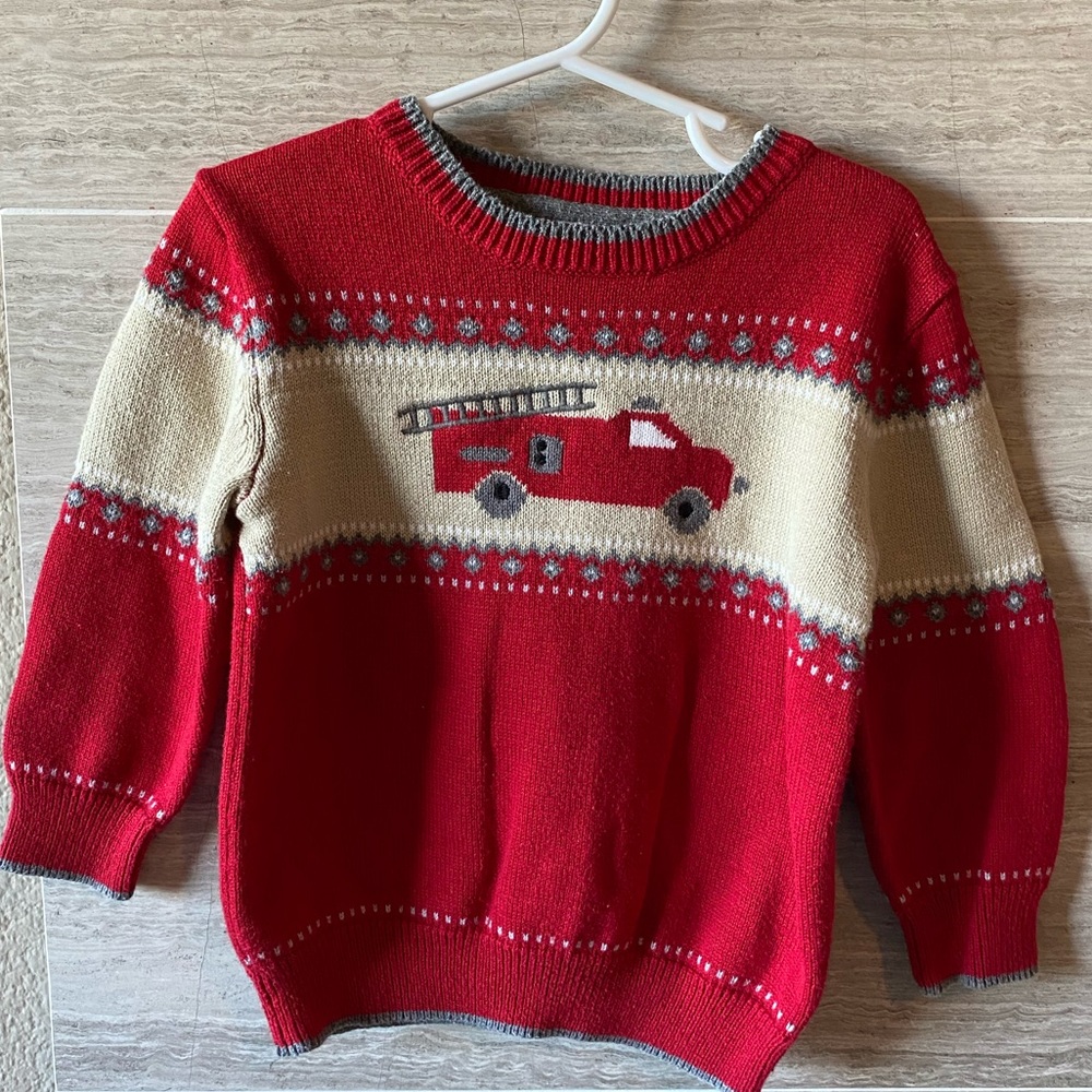 Fire truck holiday sweater